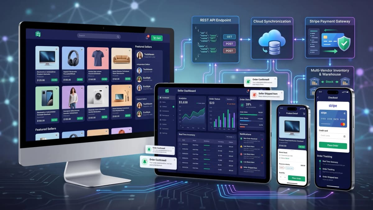 Real-Time Multi-Vendor E-Commerce App (REST API + Stripe)